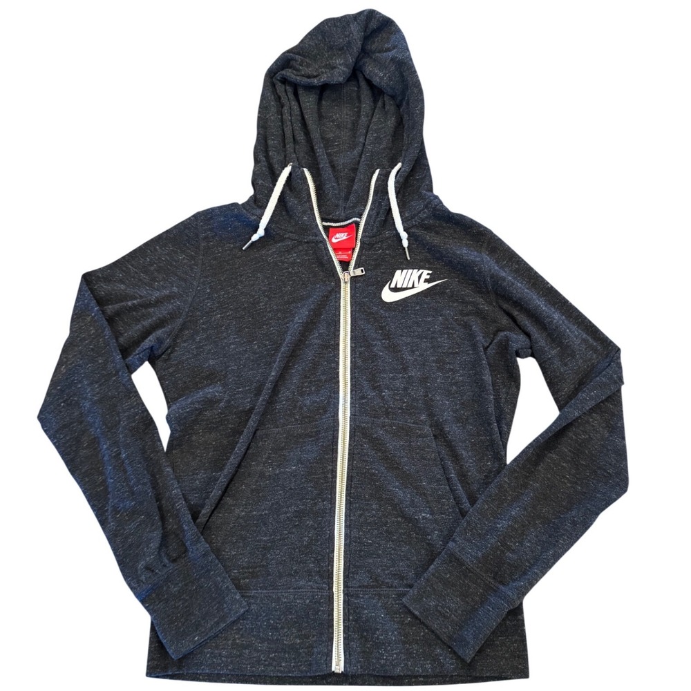 Nike Sportswear Gym Vintage Full Zip Hoodie Charcoal Heather 545665-010 Womens M